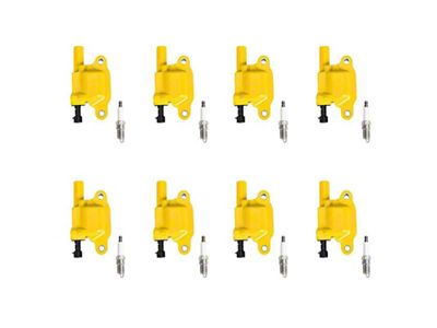 Ignition Coils with Spark Plugs; Yellow (2008 6.0L Sierra 3500 HD)