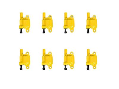 Ignition Coils; Yellow; Set of Eight (07-16 6.0L Silverado 3500 HD)