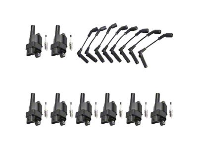 Ignition Coils with Spark Plugs and Wires; Black (07-14 Tahoe)