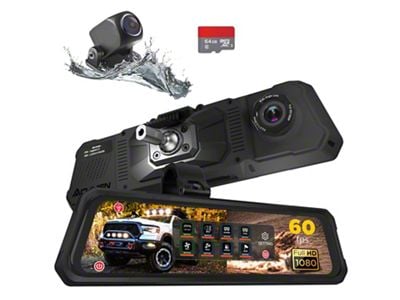 Acumen The Legend Mirror Dash Cam with 3 Cameras and 8-Gang Programmable Acumen Box (Universal; Some Adaptation May Be Required)