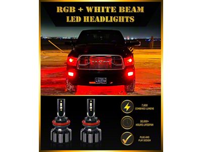 Adrenaline Offroad RGB+W LED Headlights Bulbs; High Beam; 9005 (15-20 F-150 w/ Factory Halogen Headlights)