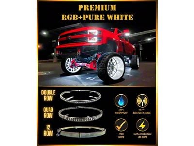 Adrenaline Offroad Premium Double Row RGB+W Wheel Lights for 18-Inch Wheels (Universal; Some Adaptation May Be Required)