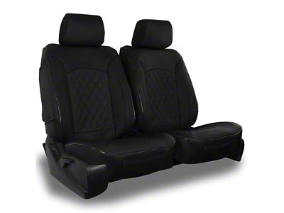 Aegis Cover Leatherette Low Back Bucket Seat Covers with Diamond Insert; Black/Black Piping (15-24 Colorado w/ Front Bucket Seats)