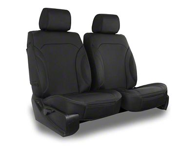 Aegis Cover Leatherette Low Back Bucket Seat Covers with Plain Insert; Black/Black Piping (15-24 Colorado w/ Front Bucket Seats)