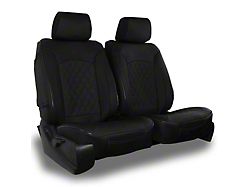 Aegis Cover Leatherette Low Back Bucket Seat Covers with Diamond Insert; Black/Black Piping (00-25 F-150 w/ Front Bench Seat)