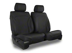 Aegis Cover Leatherette Low Back Bucket Seat Covers with Suede Plain Insert; Black/Black Piping (00-24 F-150 w/ Front Bench Seat)