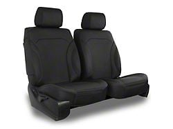 Aegis Cover Leatherette Low Back Bucket Seat Covers with Plain Insert; Black/Black Piping (00-25 F-350 Super Duty w/ Front Bench Seat)