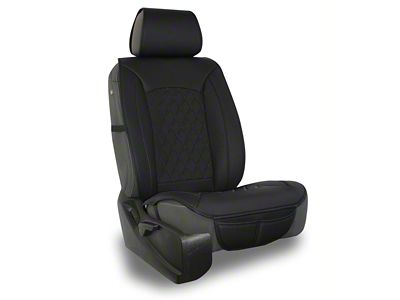 Aegis Cover Leatherette Easy Fit Wrap Low Back Bucket Seat Cover with Diamond Insert; Black/Black Piping (02-10 RAM 1500 w/ Front Bucket Seats)