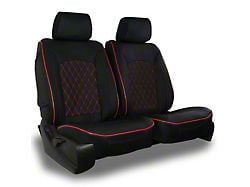 Aegis Cover Leatherette Low Back Bucket Seat Covers with Diamond Insert; Black/Red Piping (11-24 RAM 1500 w/ Front Bench Seat)