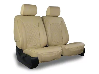 Aegis Cover Leatherette Low Back Bucket Seat Covers with Diamond Insert; Sand/Sand Piping (00-10 RAM 1500 w/ Front Bucket Seats)