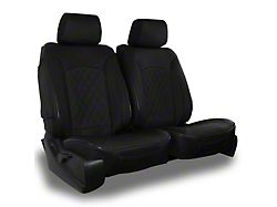 Aegis Cover Leatherette Low Back Bucket Seat Covers with Suede Diamond Insert; Charcoal/Charcoal Piping (00-10 RAM 1500 w/ Front Bucket Seats)