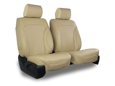 Aegis Cover Leatherette Low Back Bucket Seat Covers with Suede Plain Insert; Sand/Sand Piping (00-10 RAM 1500 w/ Front Bucket Seats)