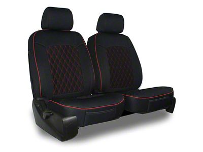 Aegis Cover Neoprene Low Back Bucket Seat Covers with Diamond Insert; Black/Red (02-10 RAM 1500 w/ Front Bucket Seats)