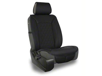 Aegis Cover Leatherette Easy Fit Wrap Low Back Bucket Seat Cover with Diamond Insert; Black/Black Piping (11-24 RAM 2500 w/ Front Bench Seat)