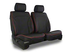 Aegis Cover Leatherette Low Back Bucket Seat Covers with Plain Insert; Black/Red Piping (11-24 RAM 2500 w/ Front Bench Seat)