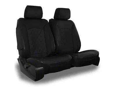 Aegis Cover Leatherette Low Back Bucket Seat Covers with Diamond Insert; Black/Black Piping (00-10 RAM 2500 w/ Front Bucket Seats)