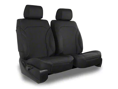 Aegis Cover Leatherette Low Back Bucket Seat Covers with Plain Insert; Black/Black Piping (00-10 RAM 2500 w/ Front Bucket Seats)