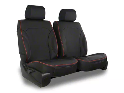 Aegis Cover Leatherette Low Back Bucket Seat Covers with Plain Insert; Black/Red Piping (00-10 RAM 2500 w/ Front Bucket Seats)