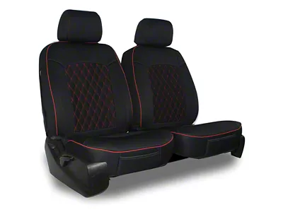 Aegis Cover Neoprene Low Back Bucket Seat Covers with Diamond Insert; Black/Red (00-10 RAM 2500 w/ Front Bucket Seats)