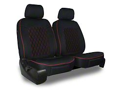 Aegis Cover Neoprene Low Back Bucket Seat Covers with Diamond Insert; Black/Red (11-24 RAM 3500 w/ Front Bench Seat)