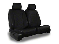 Aegis Cover Leatherette Low Back Bucket Seat Covers with Diamond Insert; Black/Black Piping (07-25 Sierra 2500 HD w/ Front Bench Seat)