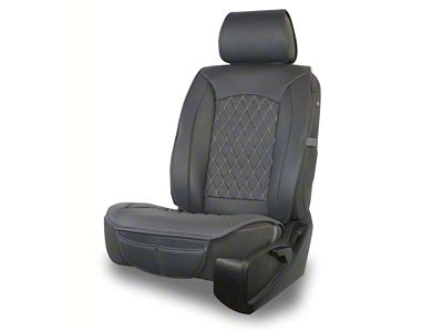 Aegis Cover Leatherette Easy Fit Wrap Low Back Bucket Seat Cover with Diamond Insert; Charcoal/Charcoal Piping (Universal; Some Adaptation May Be Required)