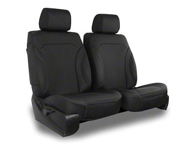 Aegis Cover Leatherette Low Back Bucket Seat Covers with Suede Plain Insert; Black/Black Piping (08-13 Tahoe Hybrid w/ Front Bucket Seats)