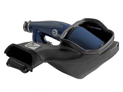 AFE Track Series Cold Air Intake with Pro 5R Oiled Filter; Blue Kevlar Carbon Fiber (17-25 3.5L EcoBoost F-150)