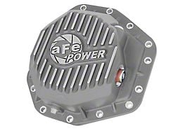 AFE Street Series Transmission Pan with Machined Fins; Raw; Dana M275-14 (17-22 6.7L Powerstroke F-250 Super Duty)