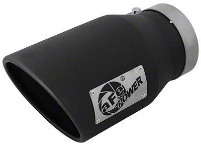 AFE MACH Force-XP 409 Stainless Steel Exhaust Tip; 7-Inch; Black; Driver Side (Fits 5-Inch Tailpipe)