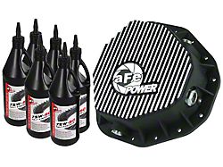 AFE Pro Series Rear Differential Cover with Machined Fins and 75w-90 Gear Oil; Black; AAM 10.50/14 Rear Axles (03-05 5.9L RAM 2500)