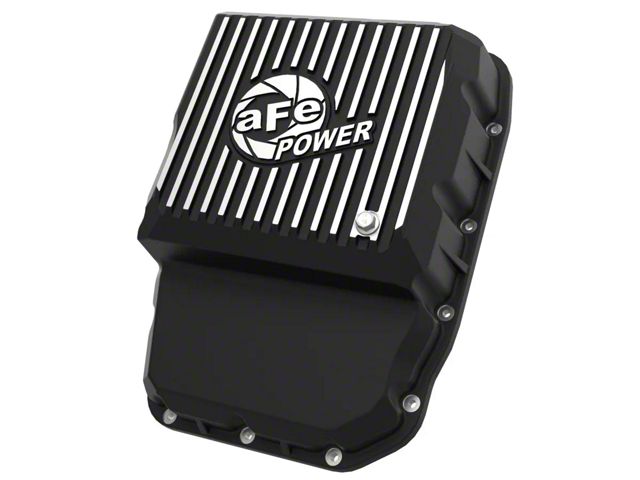 AFE Pro Series Transmission Pan with Machined Fins; Black (07-12 6.7L RAM 3500)