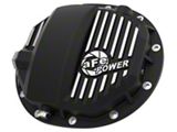 AFE Pro Series Rear Differential Cover with Machined Fins; Black; AAM 9.5/9.76 (14-25 Sierra 1500)