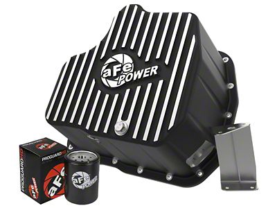 AFE Pro Series Extra Deep Engine Oil Pan with Machined Fins; Black (11-16 6.6L Duramax Sierra 2500 HD)