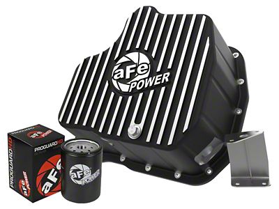 AFE Pro Series Deep Engine Oil Pan with Machined Fins; Black (07-10 6.6L Duramax Silverado 2500 HD)