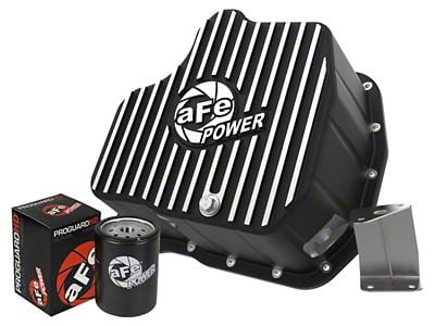 AFE Pro Series Engine Deep Oil Pan with Machined Fins; Black (11-16 6.6L Duramax Silverado 2500 HD)