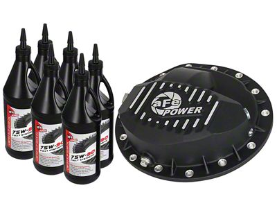 AFE Pro Series Rear Differential Cover with 75w-90 Gear Oil; Black; GM 9.5/14 (07-13 Silverado 3500 HD)