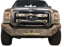 Affordable Offroad Modular Non-Winch Front Bumper with Bull Bar and and LED Lights; Bare Metal (11-16 F-250 Super Duty)