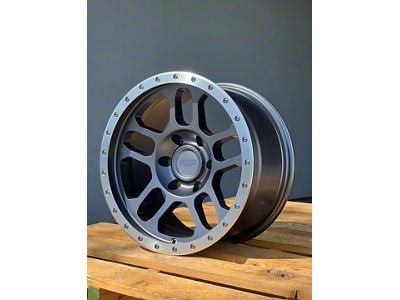 AGP Wheels Trux Grey with Machined Ring 6-Lug Wheel; 17x9; 1mm Offset (19-24 Sierra 1500)