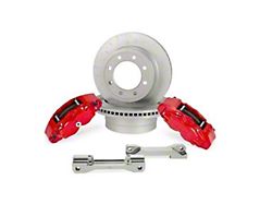 Alcon 4-Piston Rear Big Brake Kit with 363x38mm Slotted Rotors; Red Calipers (17-25 F-250 Super Duty)