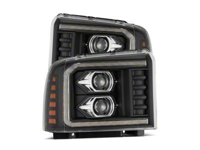 AlphaRex LUXX-Series LED Projector Headlights; Black Housing; Clear Lens (05-07 F-250 Super Duty)