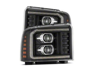 AlphaRex LUXX-Series LED Projector Headlights; Black Housing; Clear Lens (05-07 F-350 Super Duty)