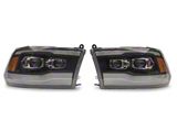 PRO-Series Projector Headlights; Black Housing; Clear Lens (13-18 RAM 1500 w/ Factory Halogen Projector Headlights)