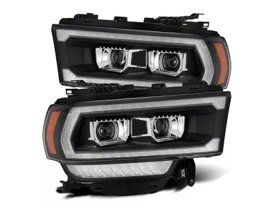 AlphaRex LUXX-Series LED Projector Headlights; Black Housing; Clear Lens (19-24 RAM 3500 w/ Factory Halogen Headlights)