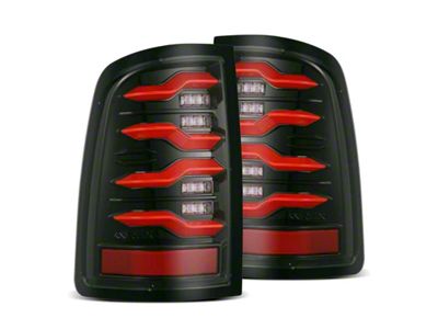 AlphaRex LUXX-Series LED Tail Lights; Black/Red Housing; Smoked Lens (10-18 RAM 3500 w/ Factory Halogen Tail Lights)