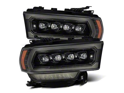 AlphaRex NOVA-Series LED Projector Headlights; Alpha Black Housing; Clear Lens (19-24 RAM 3500 w/ Factory Halogen Headlights)