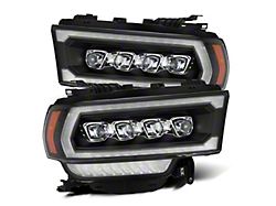 AlphaRex NOVA-Series LED Projector Headlights; Black Housing; Clear Lens (19-24 RAM 3500 w/ Factory Halogen Headlights)