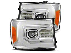 AlphaRex LUXX-Series LED Projector Headlights; Chrome Housing; Clear Lens (07-13 Sierra 1500)