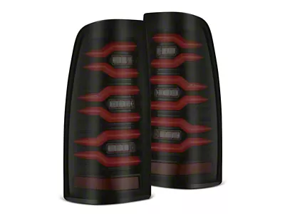 AlphaRex LUXX-Series LED Tail Lights; Black/Red Housing; Smoked Lens (99-06 Silverado 1500)