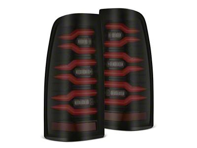 AlphaRex LUXX-Series LED Tail Lights; Black/Red Housing; Smoked Lens (01-06 Silverado 3500 HD)